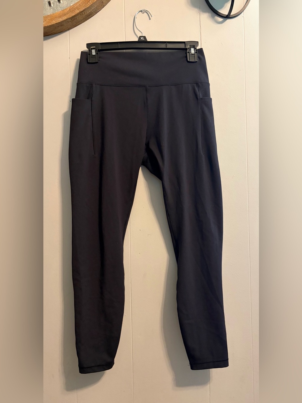 Black Athletic Stretch Pants with Side Pockets